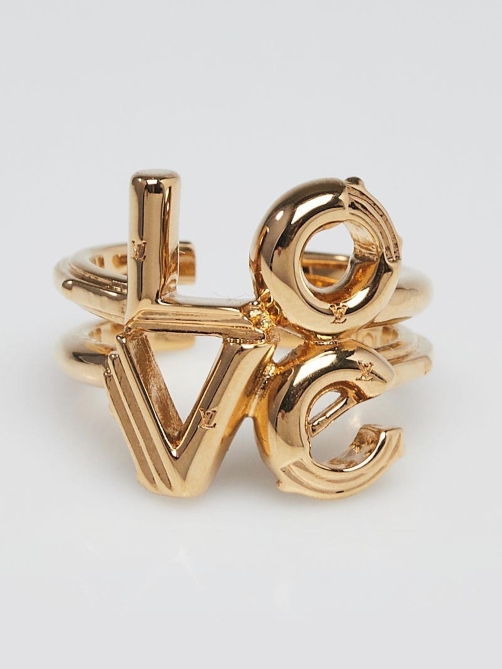 Louis Vuitton Gold Tone Women's Logo Ring - Gold